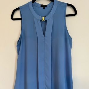 The Limited high neck cornflower blue tank with gold clasp